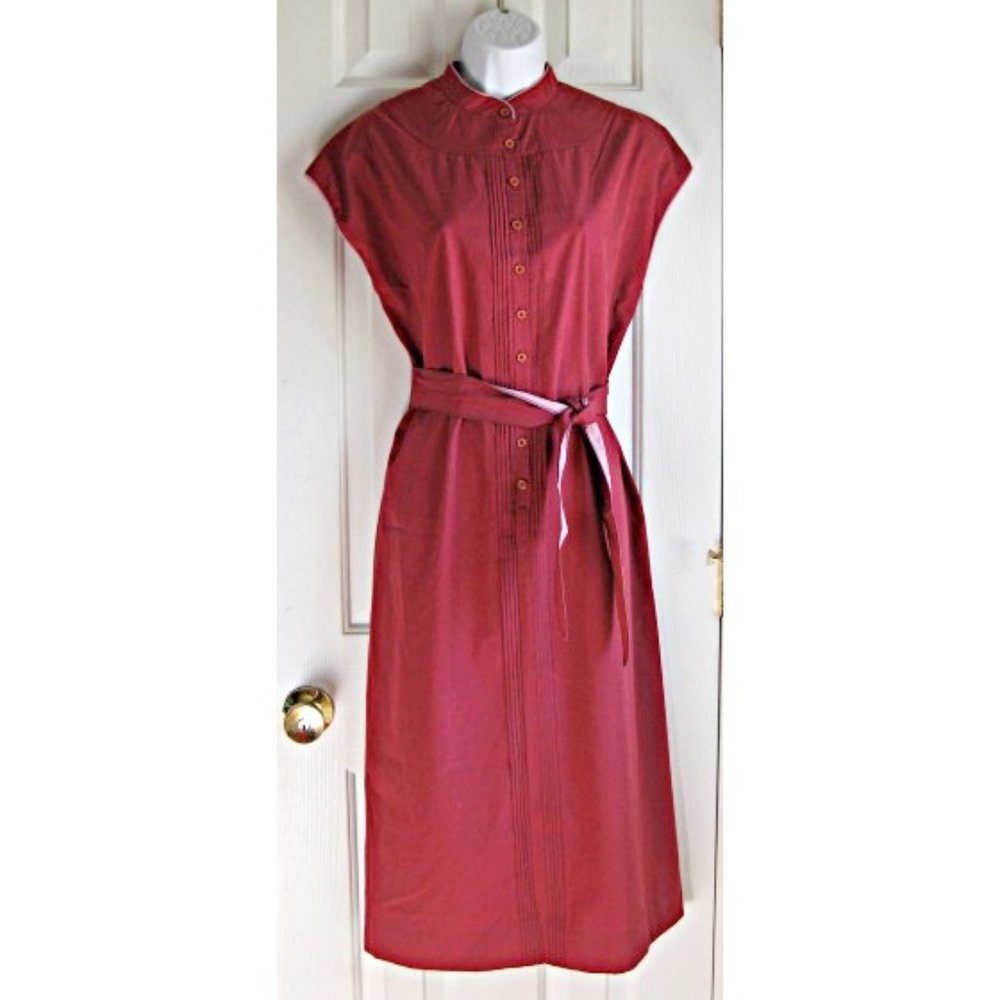 Leslie Fay Pintuck Shirt Dress Vintage 60s 70s M
